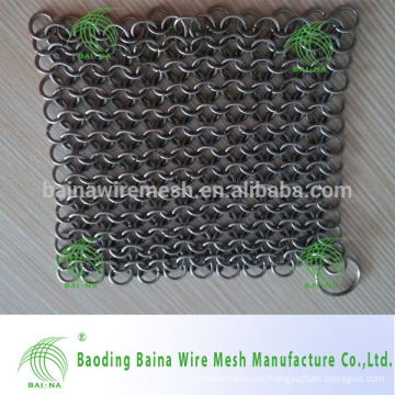 2014 nuevo lujo 7mm extra grande SS Chain Mail Scrubber para hierro fundido